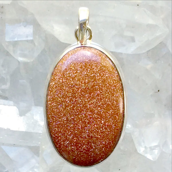 Sterling Goldstone Oval Pendant - New Earth Gifts