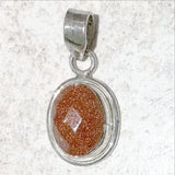 Sterling Goldstone Faceted Oval Pendant - New Earth Gifts