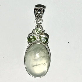 Green Garnet Sterling Silver Pendant with Peridot Accents | New Earth Gifts