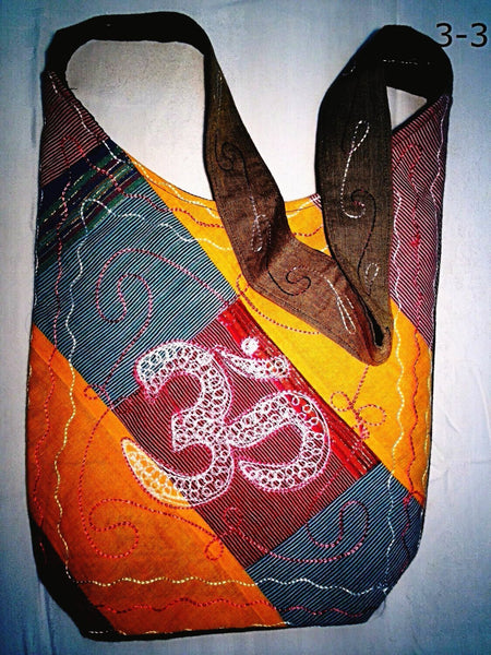 Cross Body Shoulder Bag - Embroidered Om Symbol - New Earth Gifts