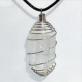 Crystal Quartz Natural Point Spiral Cage Pendant | New Earth Gifts