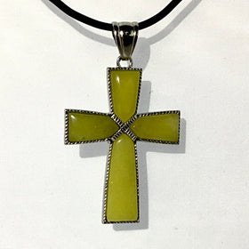 Olive Jade Cross Pendant | New Earth Gifts