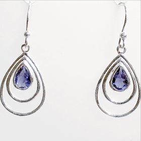 Iolite Faceted Sterling Tear Drop Earrings - New Earth Gifts