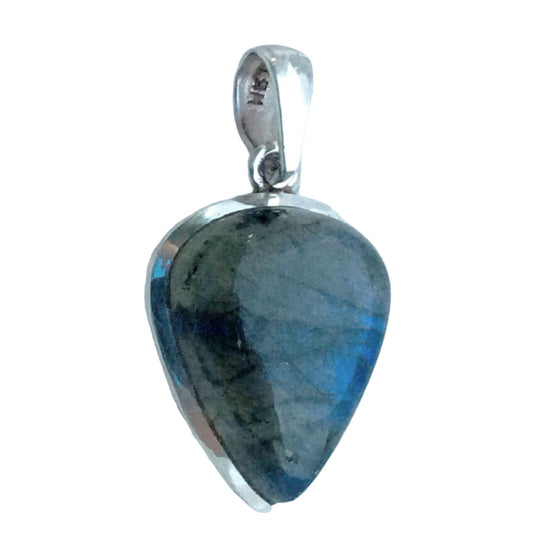 Labradorite Deep Blue Sterling Pear Style Pendant | New Earth Gifts