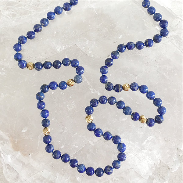 Lapis Beaded Necklace - Hand Knotted | New Earth Gifts