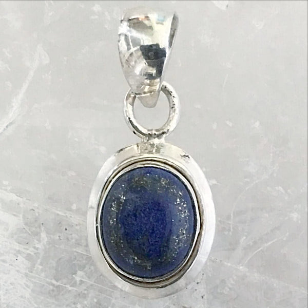 Denim Lapis Sterling Silver Oval Pendant | New Earth Gifts