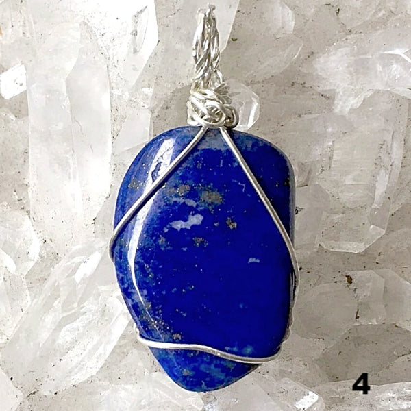 Lapis Dark Blue Wire Wrap Pendant - New Earth Gifts