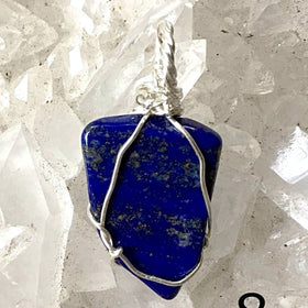 Lapis Triangle Shaped Wire Wrap Pendant -New Earth Gifts