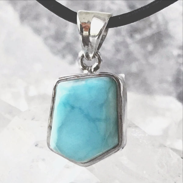 Larimar Blue Free Form Sterling Pendant | New Earth Gifts