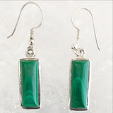 Malachite Sterling Rectangular Dangle Earrings - New Earth Gifts