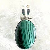 Malachite Oval Sterling Silver Pendant | New Earth Gifts