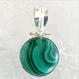 Malachite Round Sterling Silver Pendant - New Earth Gifts