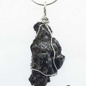 Meteorite Wire Wrap Pendant in Sterling Silver | New Earth Gifts