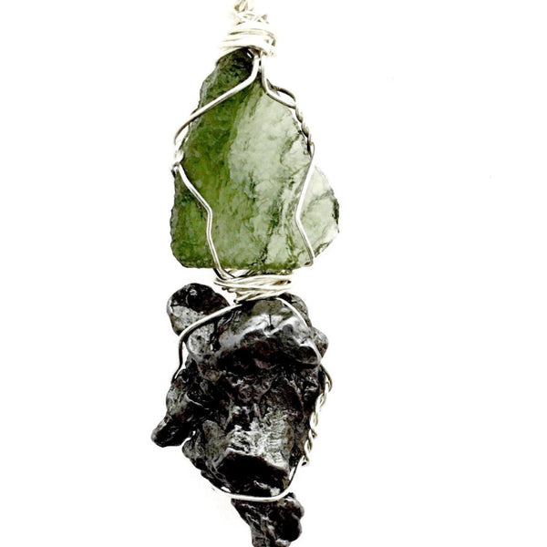 Moldavite and Meteorite Pendant Cosmic Energy - New Earth Gifts