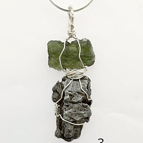 Moldavite and Meteorite Pendant for Powerful Energy | New Earth Gifts