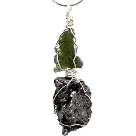 Moldavite and Meteorite Pendant for Cosmic Power | New Earth Gifts