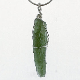 Moldavite Long Wire Wrapped Pendant | New Earth Gifts