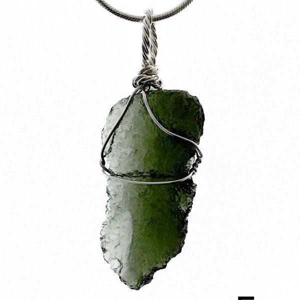 Moldavite Pendant - Large Sterling Silver Wire Wrap - New Earth Gifts