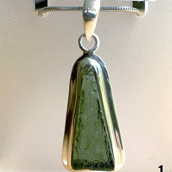 Moldavite Triangle Pendant Sterling Silver | New Earth Gifts