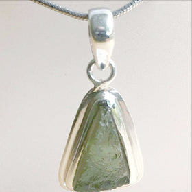 Moldavite Sterling Silver Abstract Pendant | New Earth Gifts