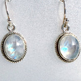 Rainbow Moonstone Fancy Bezel Sterling Earrings - New Earth Gifts