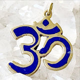 Om Pendant from Nepal - Brass with Lapis Inlay - New Earth Gifts