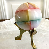 Multi Color Onyx Sphere and Brass Stand | New Earth Gifts