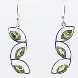 Peridot Cascading Leaves Sterling Earrings show off beautiful faceted Peridot marquis stones. 1.5" long