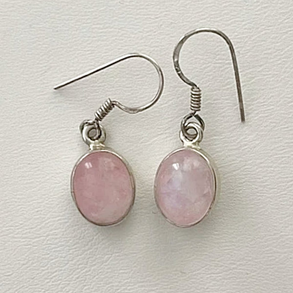 Pink Rainbow Moonstone Oval Sterling Earrings - New Earth Gifts and Beads