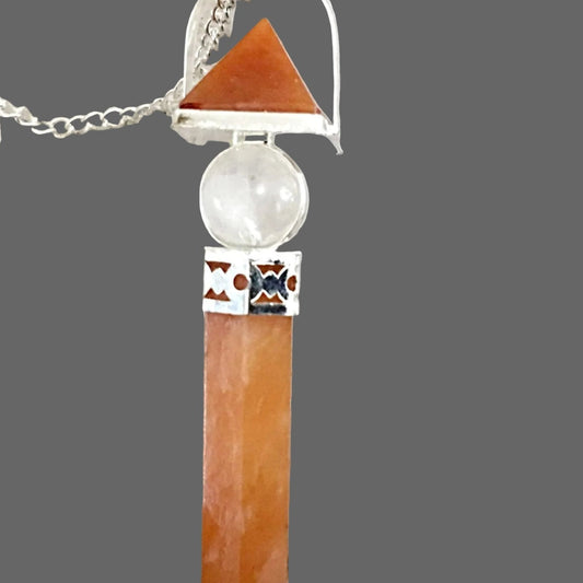 Red Aventurine Pendulum with Pyramid, Sphere and Point - New Earth Gifts
