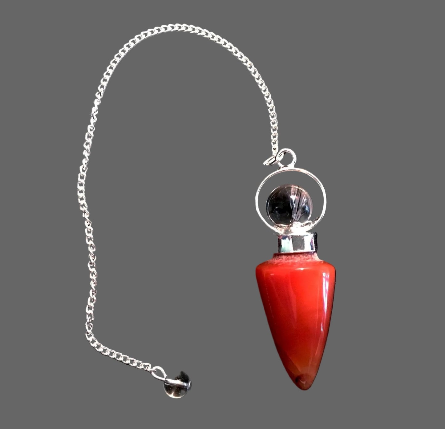Carnelian Cone Pendulum With Sphere for Meditation - New Earth Gifts