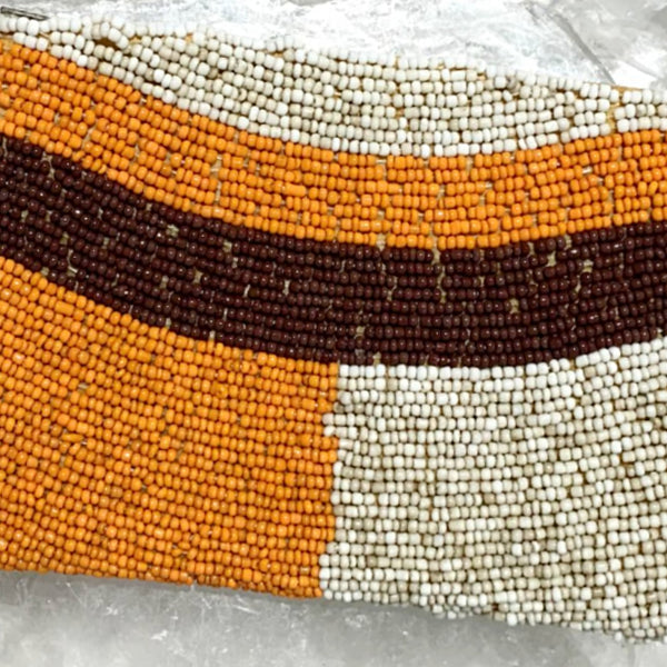 Beaded Coin Purse - Orange, Tan and Brown | New Earth Gifts