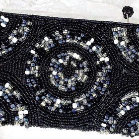 Beaded Clutch Purse - Black and White - New Earth Gifts