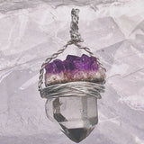 Quartz Point and Amethyst Drusy Medallion - New Earth Gifts