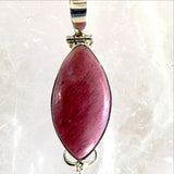 Rhodonite Sterling Marquis Pendant soft, romantic, very feminine - New Earth Gifts