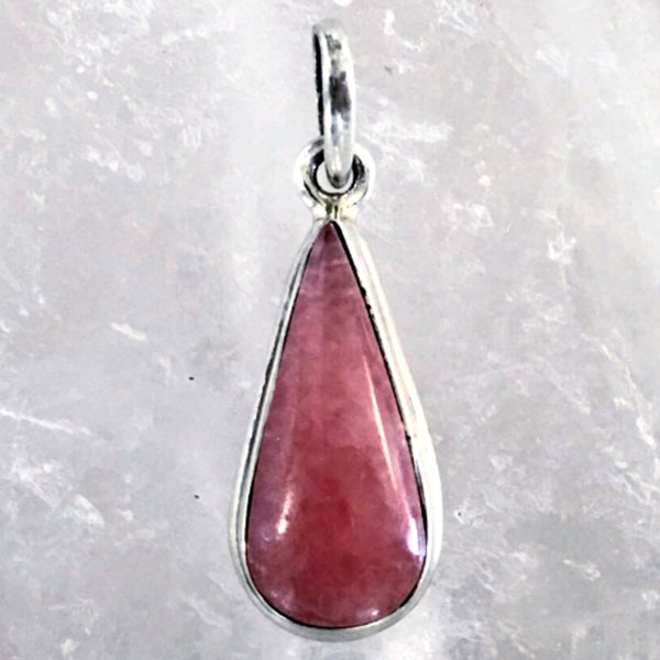 Rhodochrosite Dainty Teardrop Sterling Pendant - New Earth Gifts