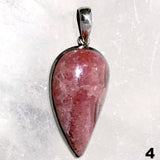 Rhodochrosite Curved Teardrop Sterling Pendant - New Earth Gifts