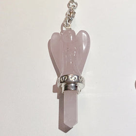 Angel Rose Quartz Pendulum with Crystal Point - New Earth Gifts