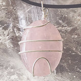 Rose Quartz Wrapped Pendant  New Earth Gifts