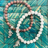 gemstone bracelet with sea horse charm - new earth gifts