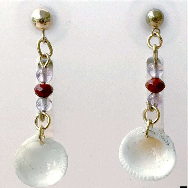 Florida Seashell Earrings Transverse Ark Shell 14kt Gold Findings - New Earth Gifts