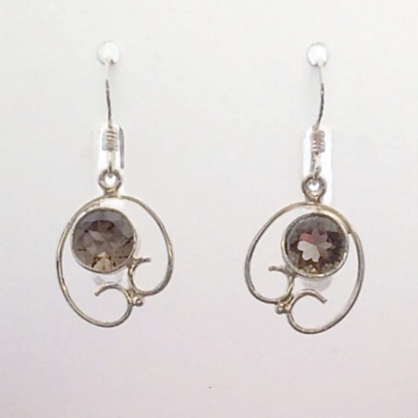 Smoky Quartz Faceted Sterling Earrings Floral Style - New Earth Gifts