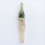 Moldavite & Lemurian Mixed Crystal Pendant - new earth gifts