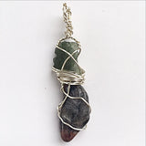 Moldavite and Super 7 Free Form Pendant | New Earth Gifts