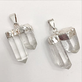 double quartz points pendant - new earth gifts