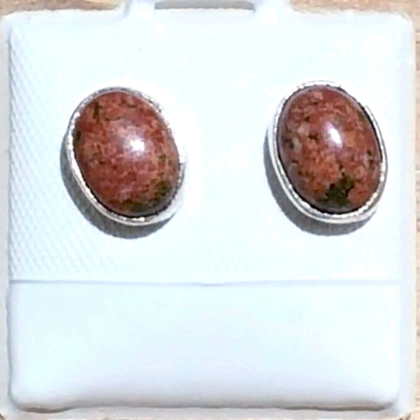 Unakite Sterling Silver Stud Earrings | New Earth Gifts