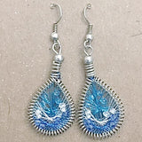 Guatemalan Thread Earrings Teal and Royal Blue - New Earth Gifts