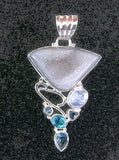 Agate Drusy Pendant with Rainbow Moonstone, Blue Topaz, Iolite - New Earth Gifts