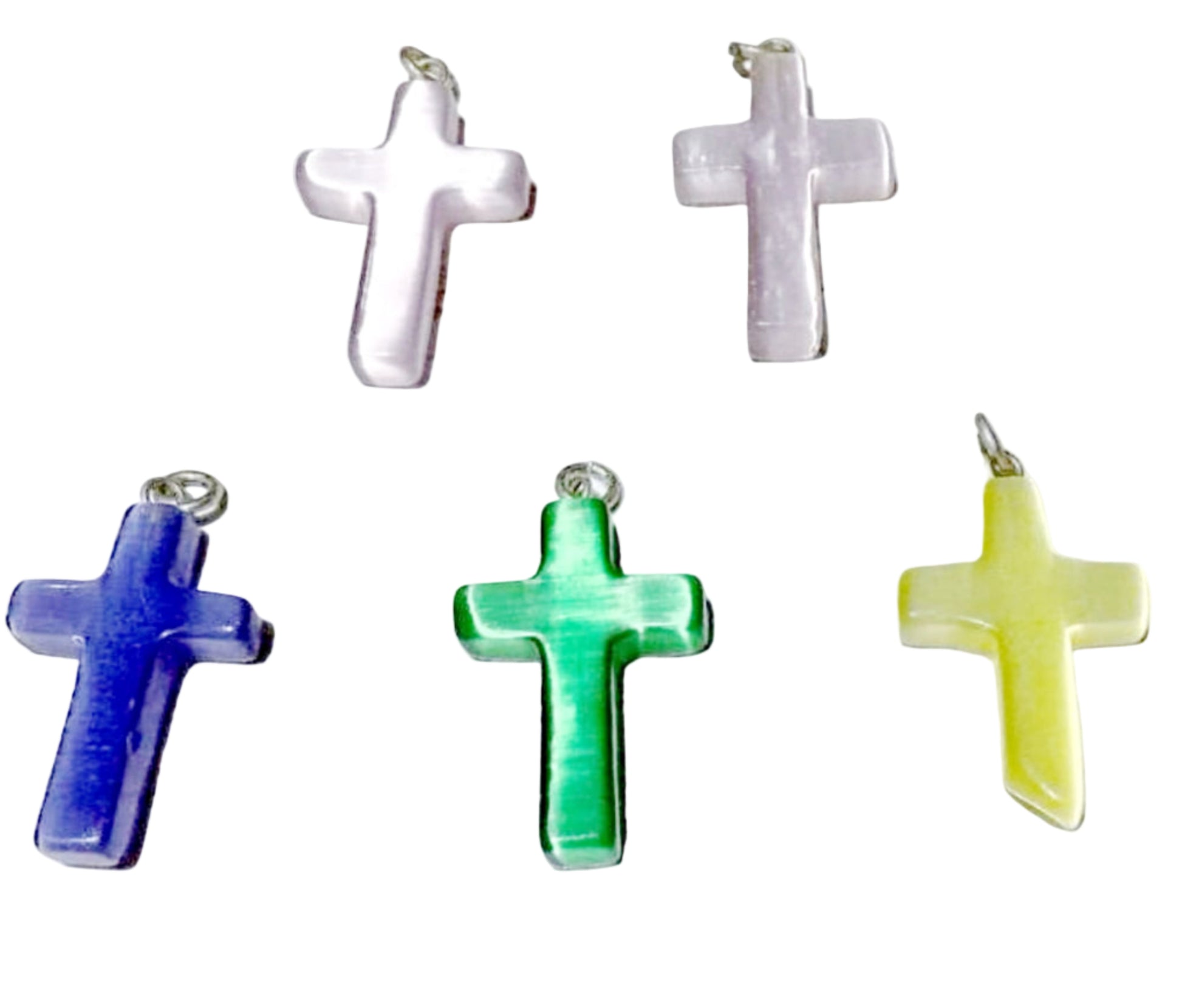 Fiber Optic Cross Pendants - 5 pc Set - New Earth Gifts and Beads