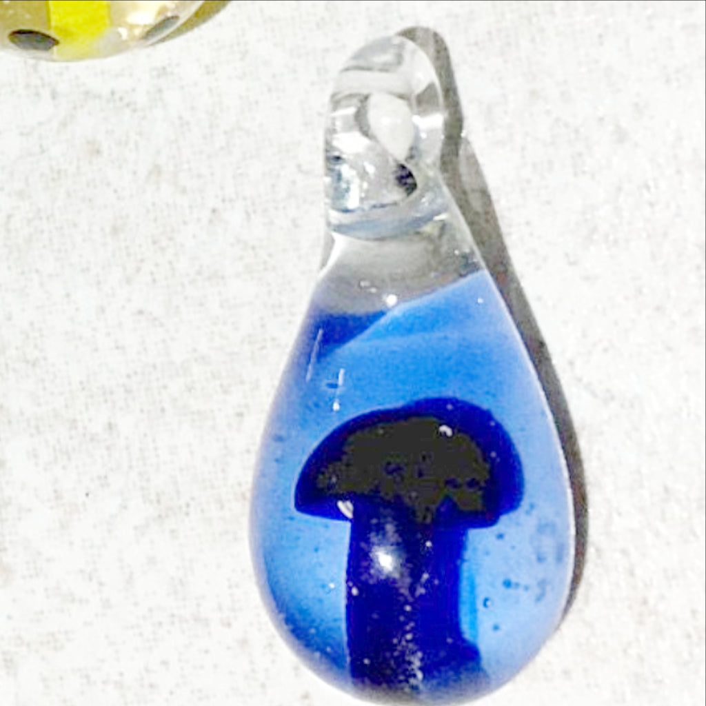 Mushroom Blue Glass Pendants | New Earth Gifts